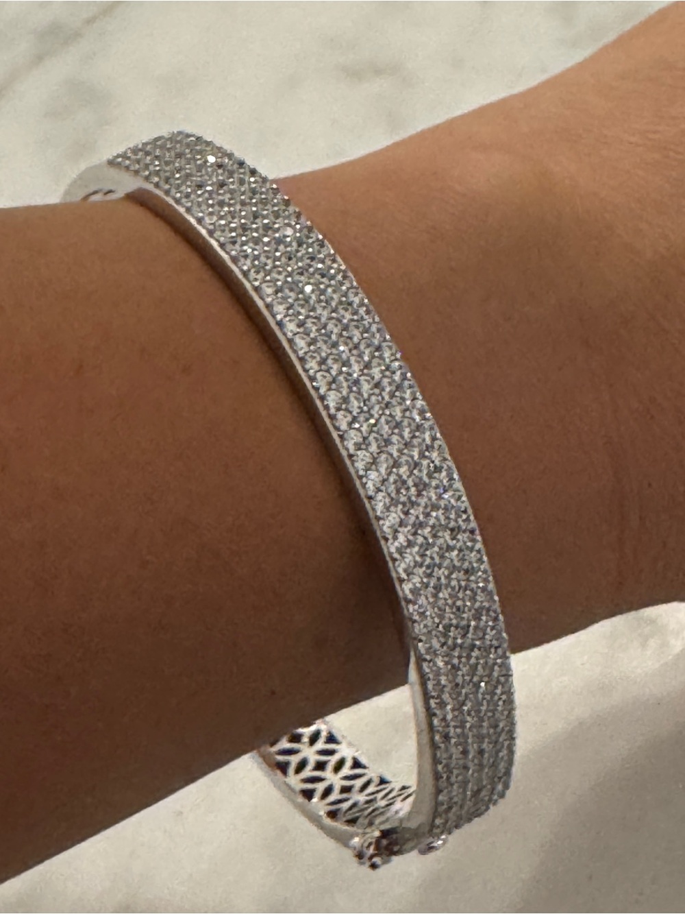 Sterling Silver Pave Bangle Bracelet